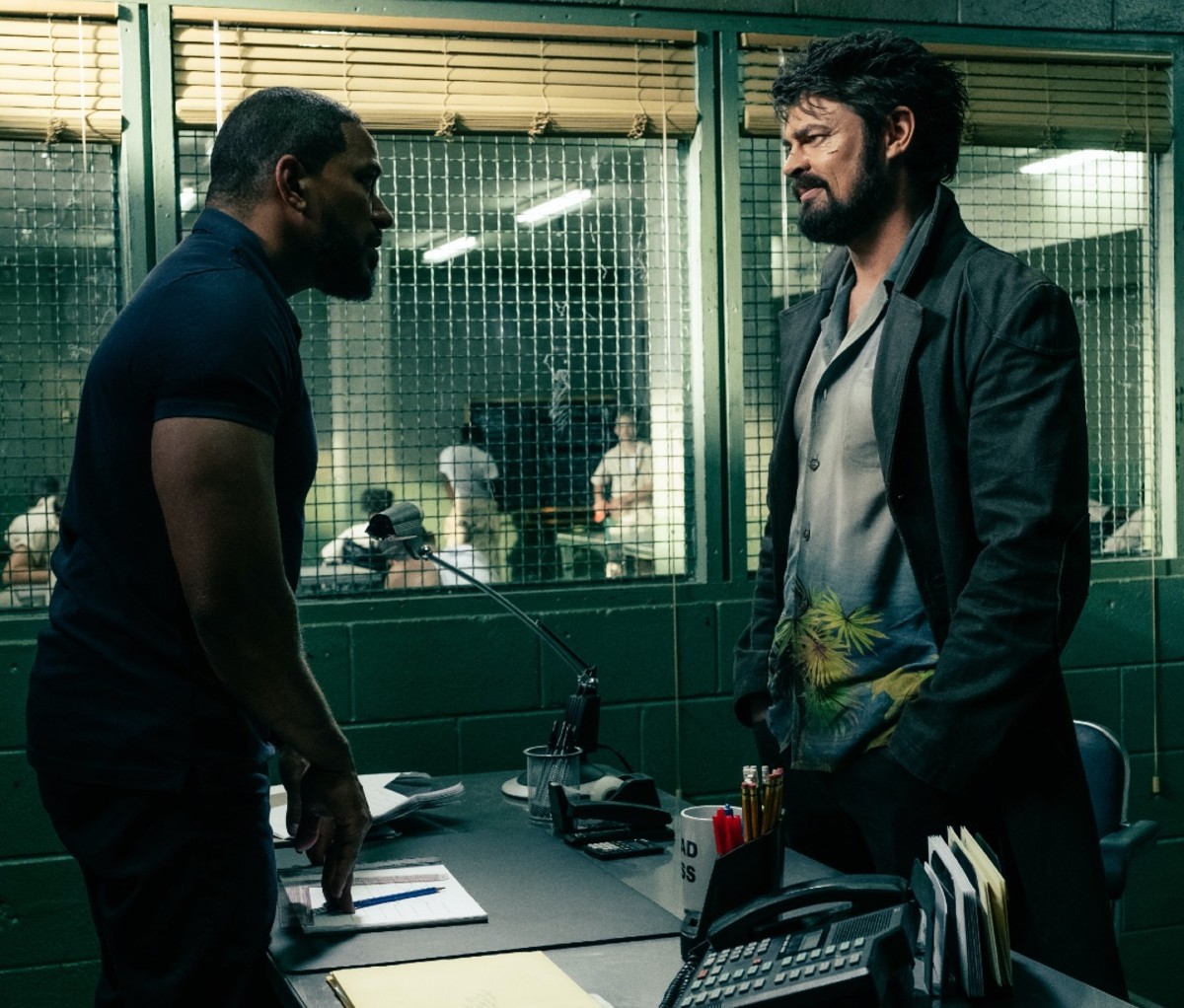 Laz Alonso and Karl Urban on set of 'The Boys'