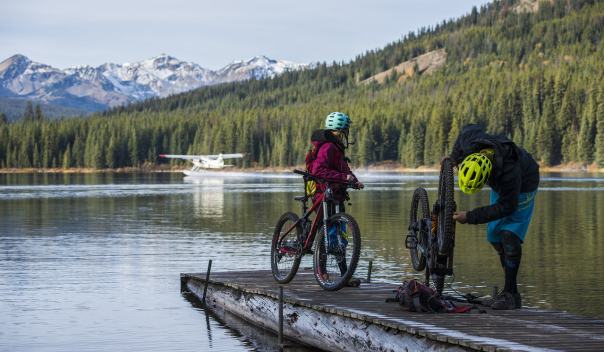Float planes drop riders off.