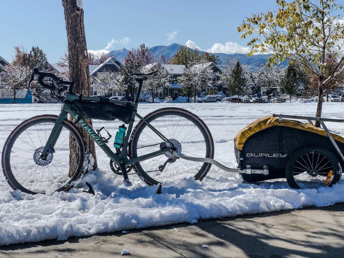 snowy colorado bike delivery coffee