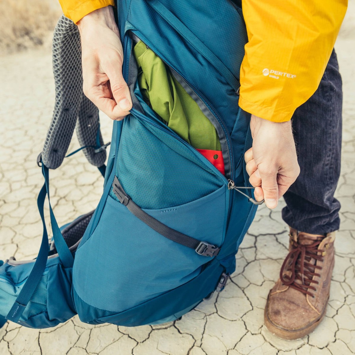 side-zipping Gregory backpack