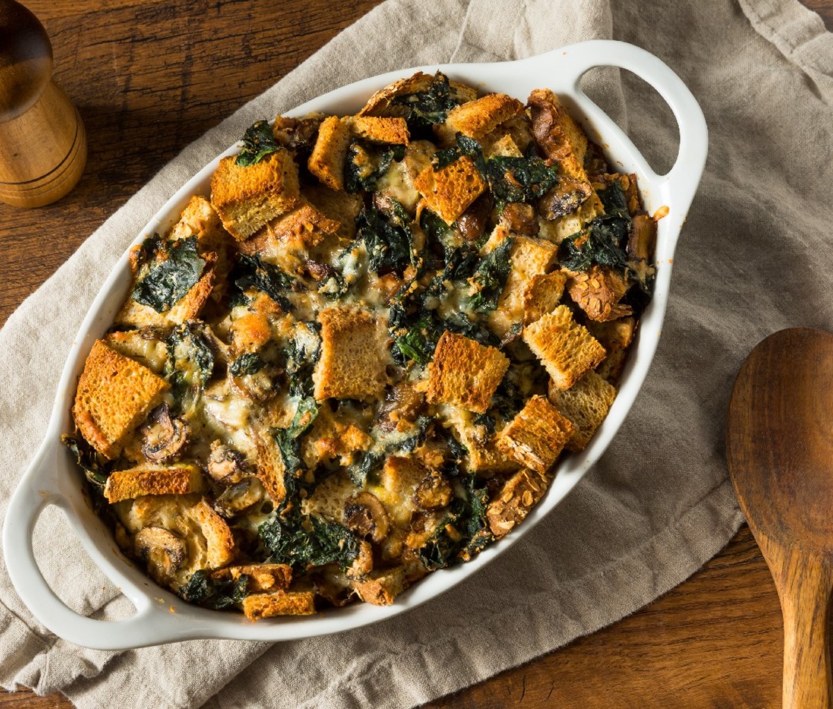 Bread pudding in casserole dish