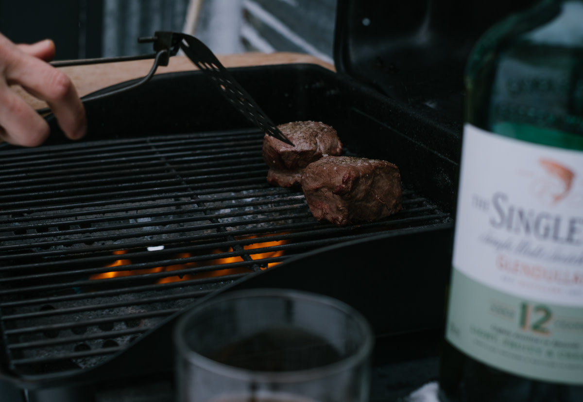 filet mignon steak with scotch butter grilled steam cooking