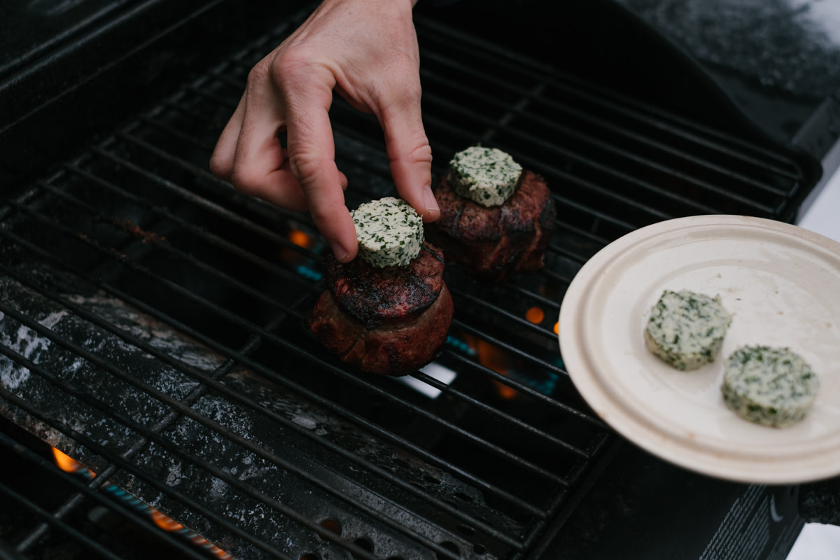 filet mignon steak with scotch butter grilled steam cooking