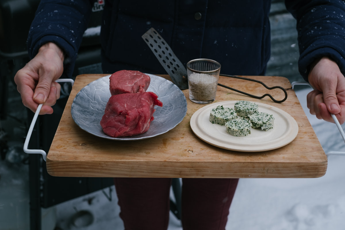 filet mignon steak with scotch butter grilled steam cooking