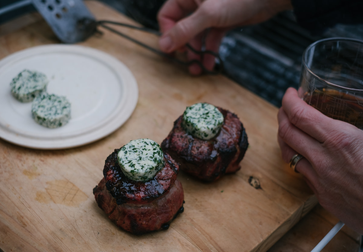 filet mignon steak with scotch butter grilled steam cooking