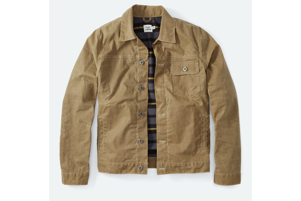 Flint and Tinder Flannel-lined Waxed Trucker Jacket