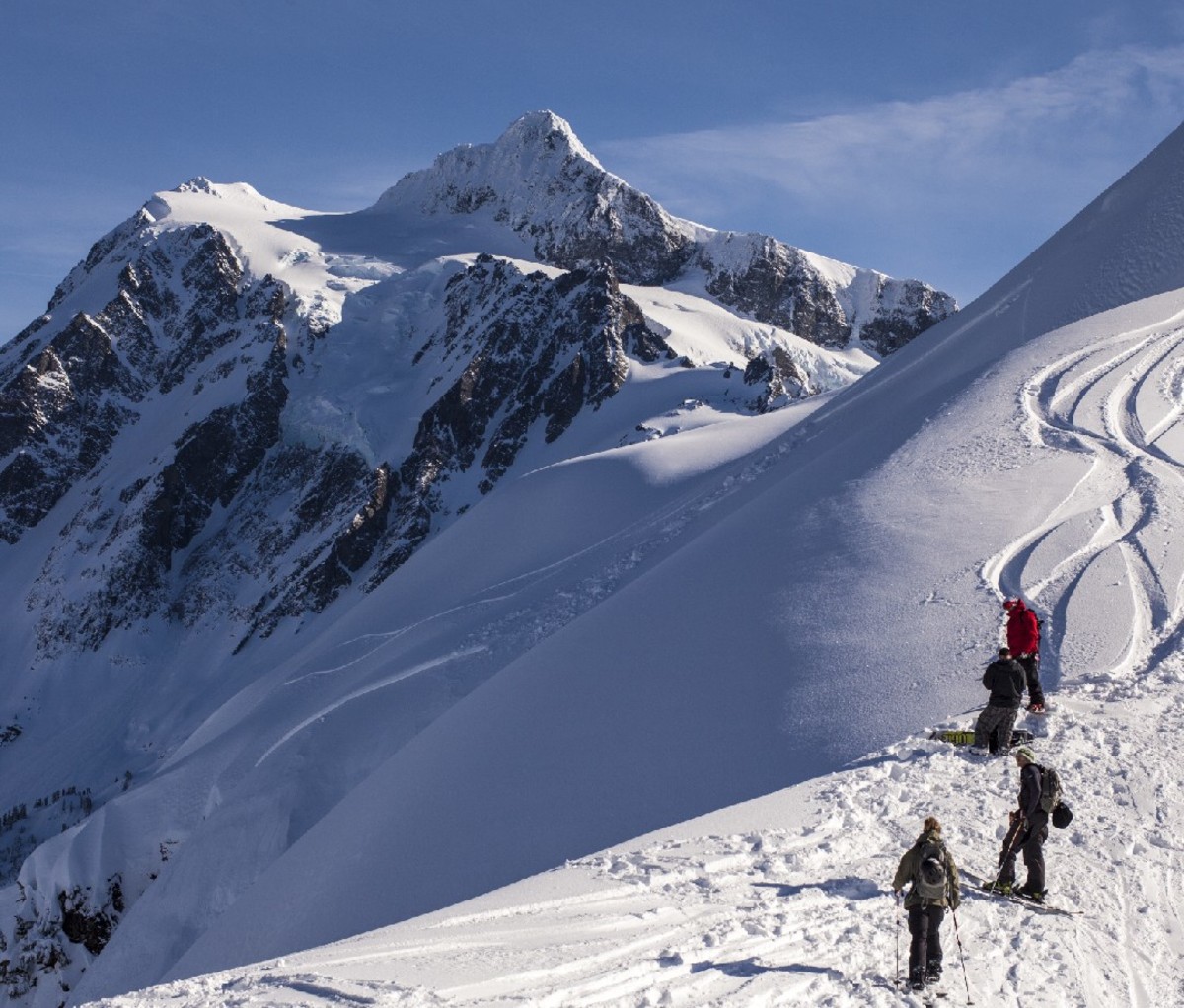Skiers on Mt. Baker in Washington