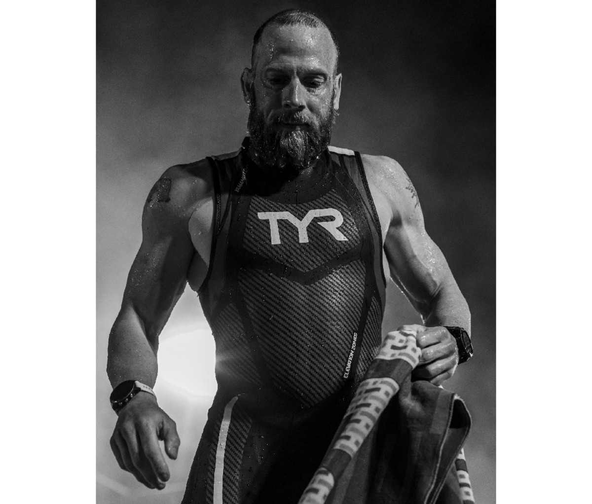 āIron Cowboyā James Lawrence completing swim portion of Ironman.
