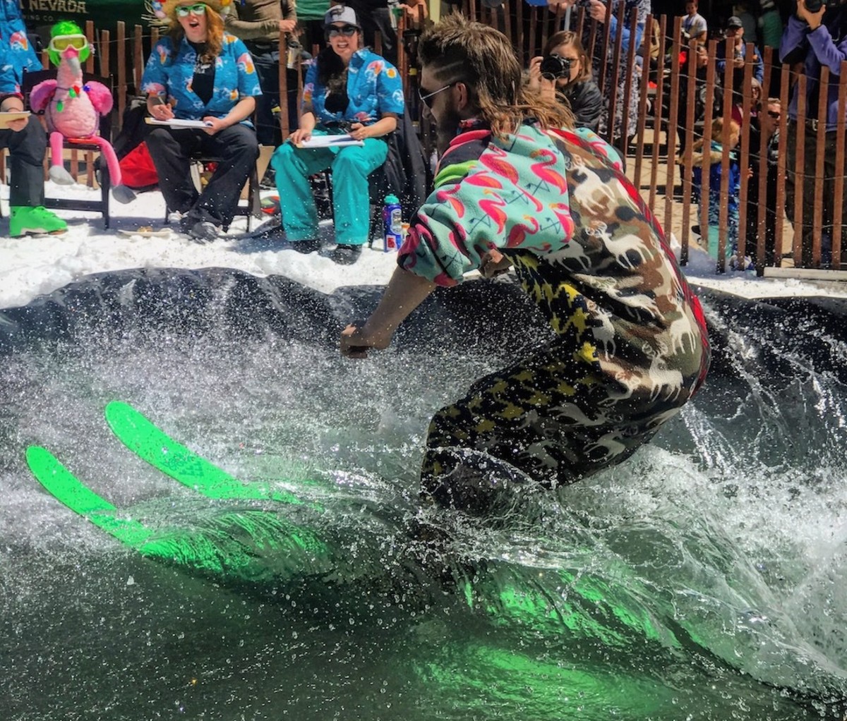 Paulsen pond skimming in Taos, New Mexico