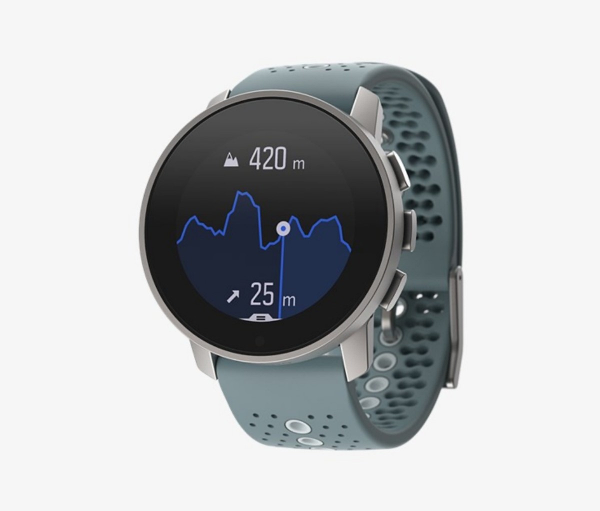 Suunto 9 Peak watch with a blue strap on a grey background. Mother's Day Gifts