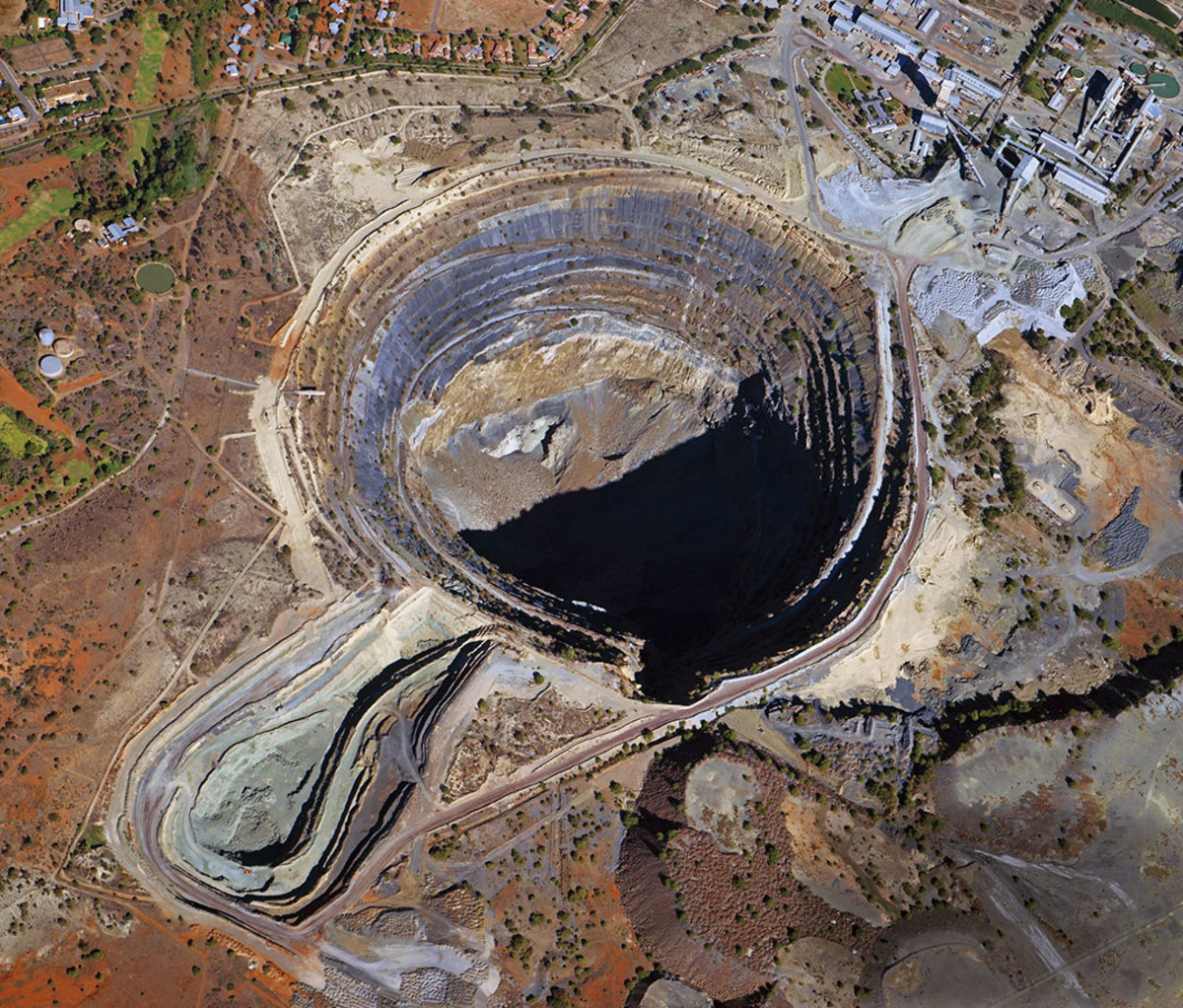 Aerial shot of open mine