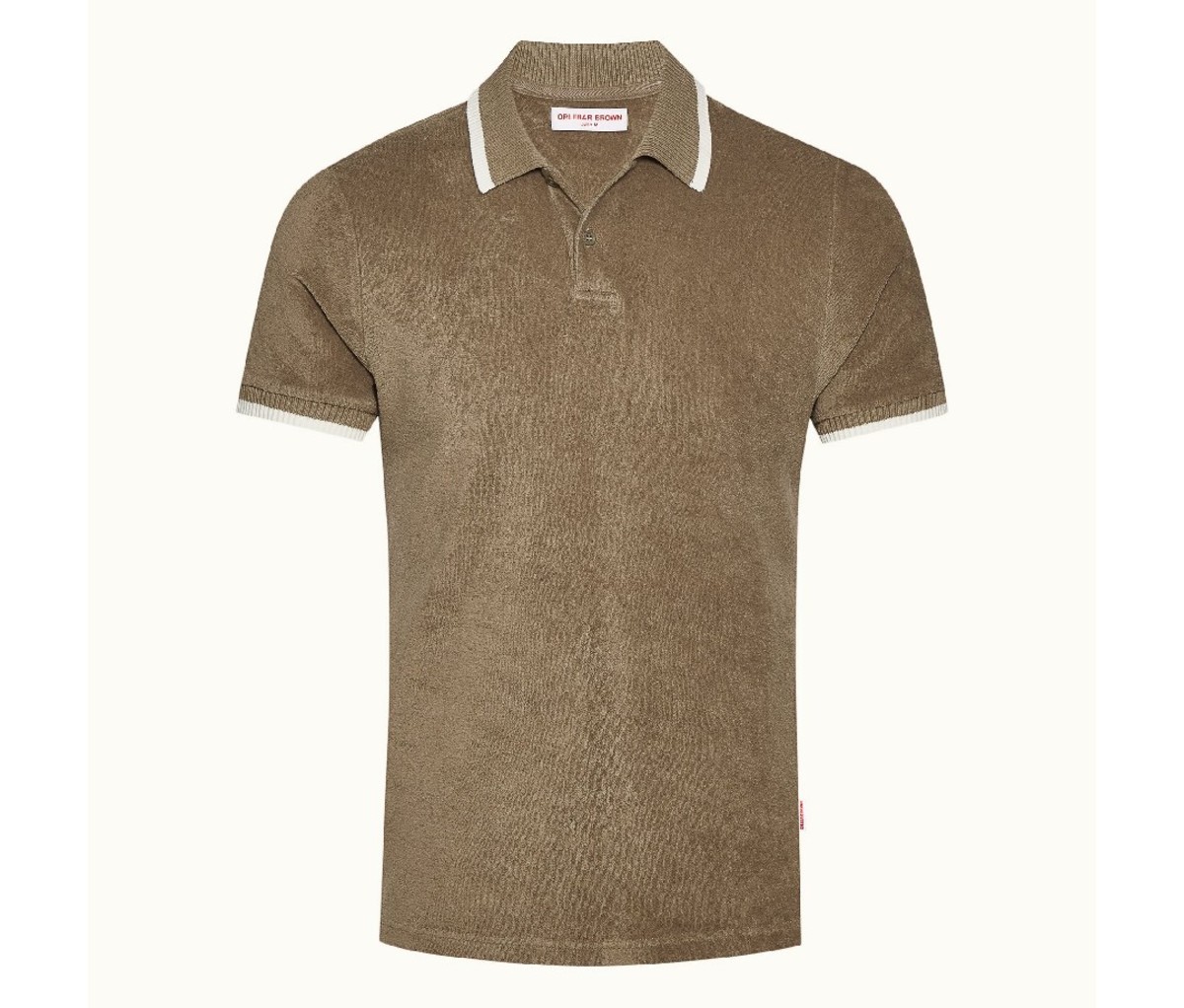 Orlebar Brown Jarrett Towelling Coconut Classic Fit Towelling Polo Shirt