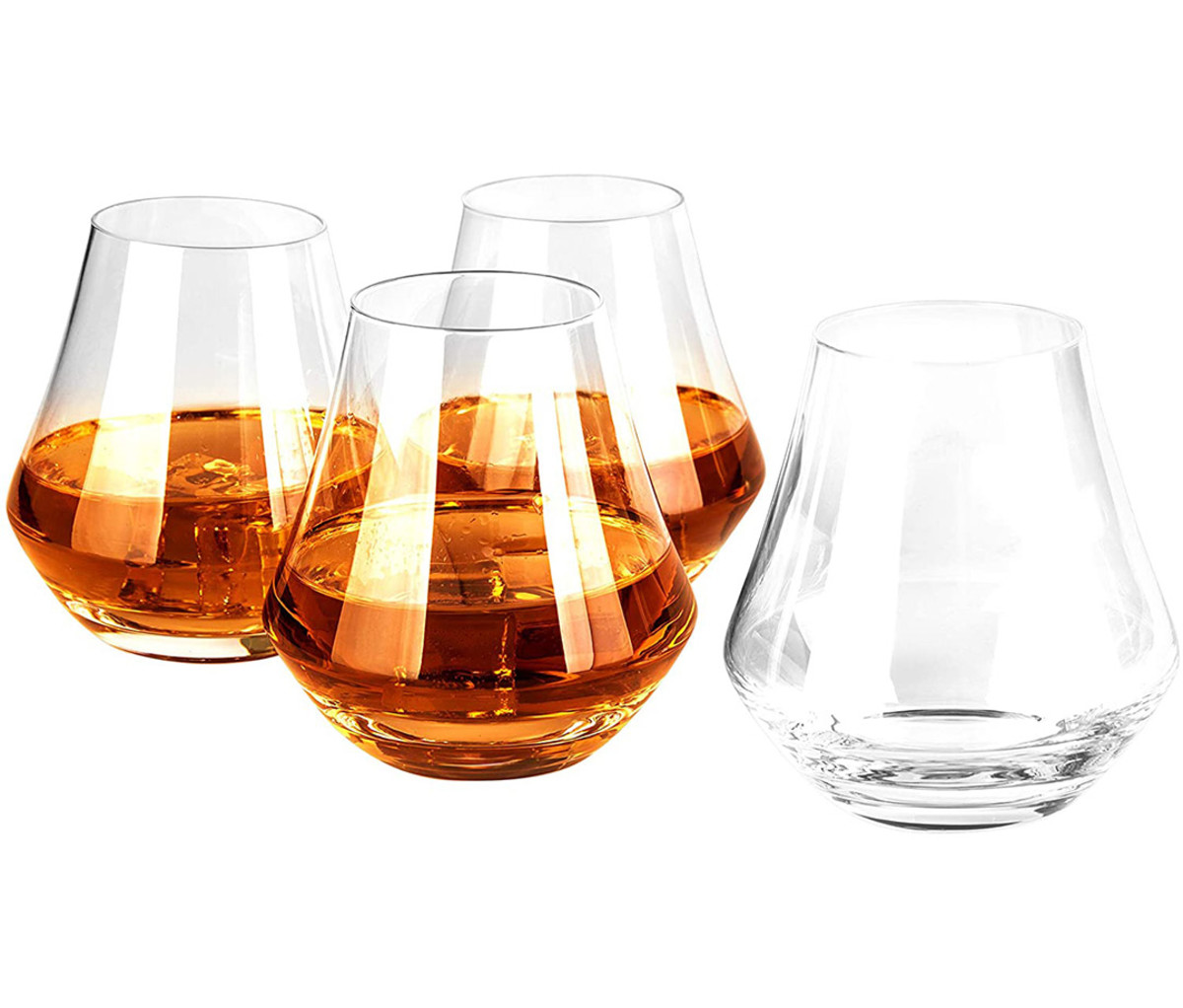 MyGift Clear Crystal Tulip Whiskey Glass