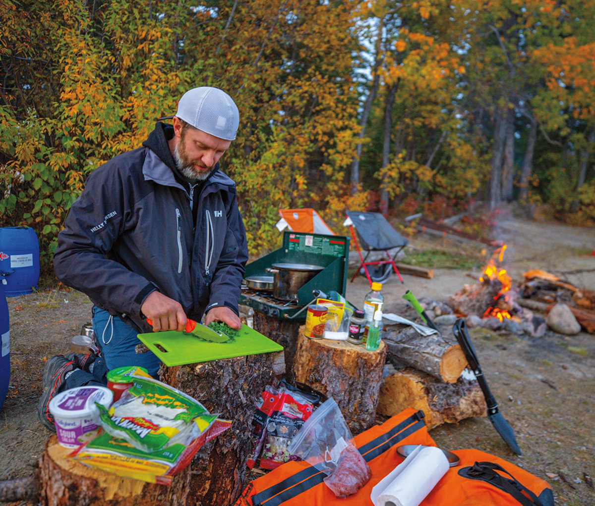 Making tacos on the banks of the Yukon River.