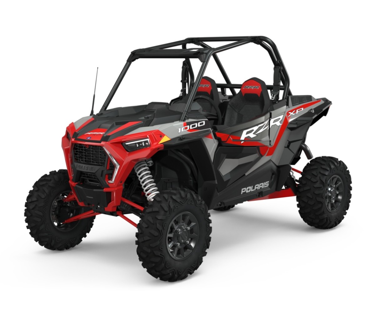 Polaris RZR XP 1000 Sport in red and black on a white background. side-by-side UTVs