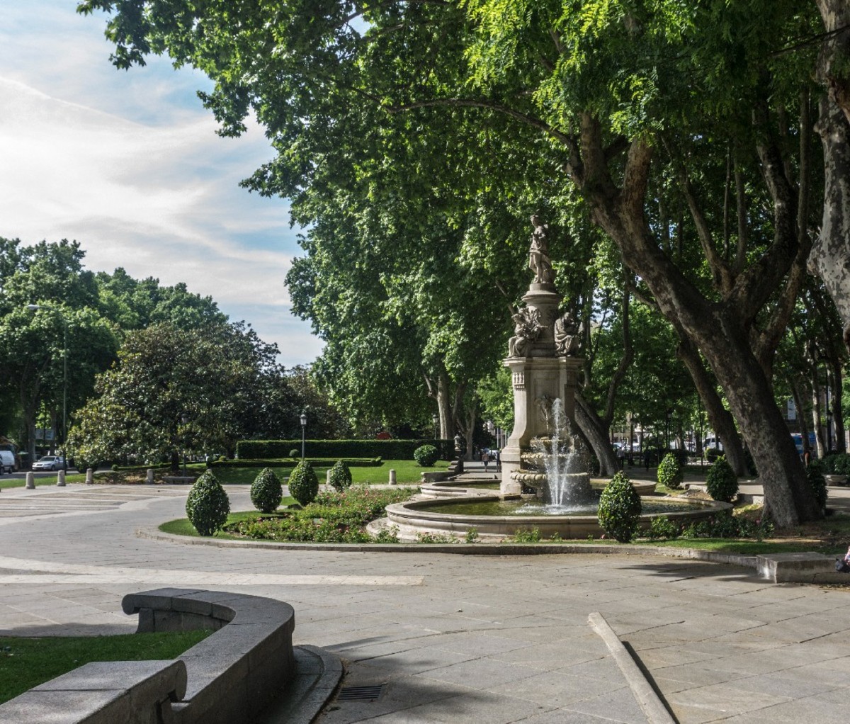 A fountain on the Paseo del Prado in Madrid.