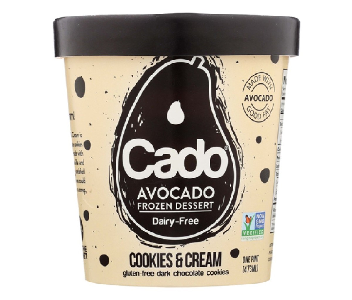 This is the first dairy-free ice cream made from avocado. Aside from that, Cado's ice creams are made with no GMO, artificial flavors, dairy, or soy. They contain 50% less sugar and are made with healthy avocado fat for flavor and creaminess.