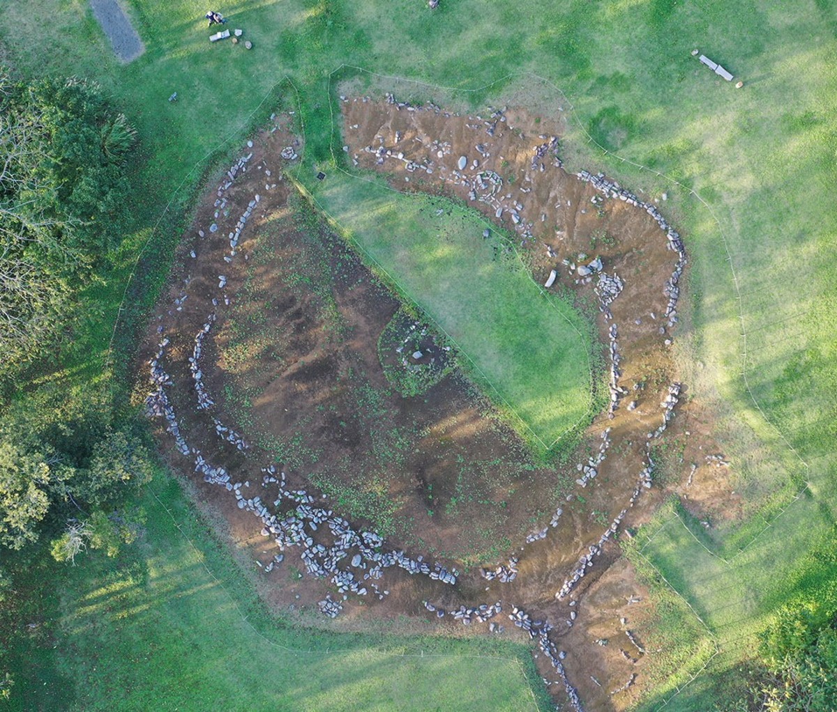 A circular ruin from a site belonging to the Jomon people of Japan.