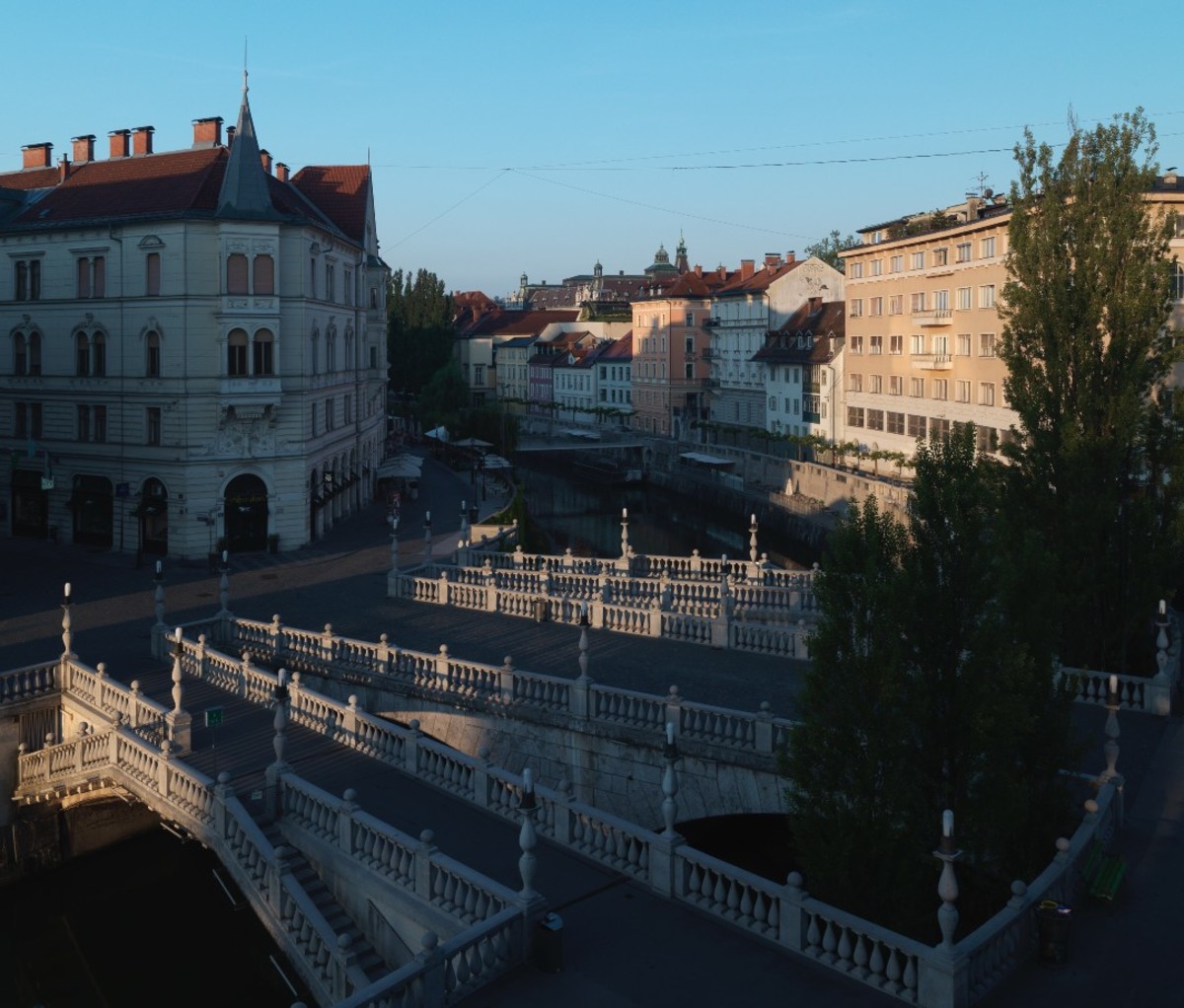The Triple Bridge by Jože Plečnik in Ljubljana, Slovenia.