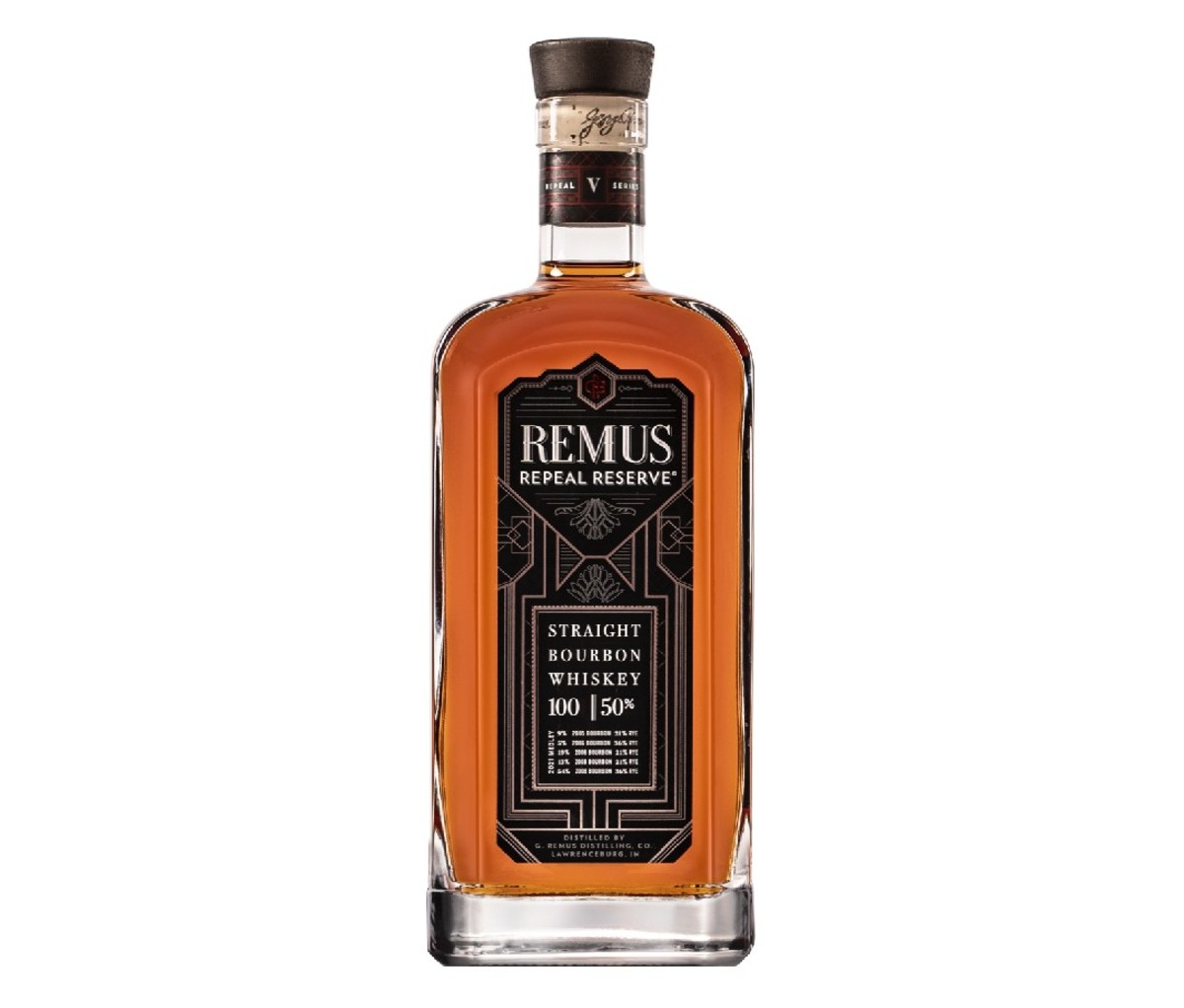 A bottle of Remus Repeal Reserve that is scheduled to be released in September 2021.