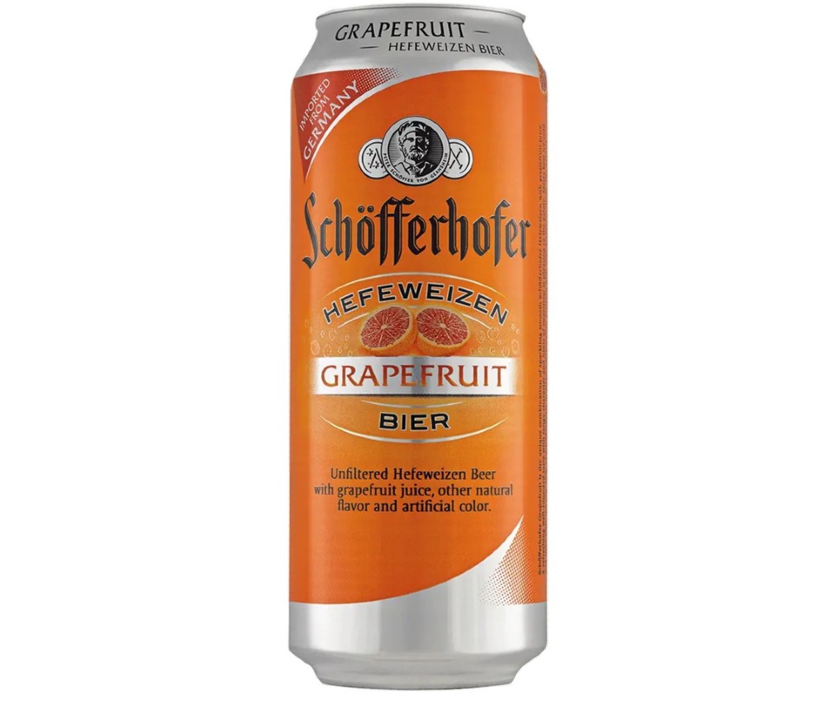 A orange can of Radeberger Gruppe Schöfferhofer Grapefruit beer.