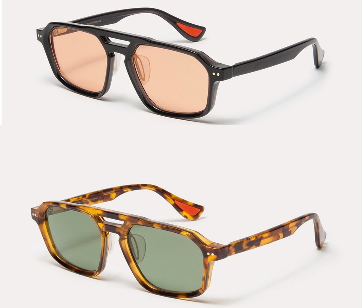 Article One x Mission Workshop sunglasses in black/amber and tortoise