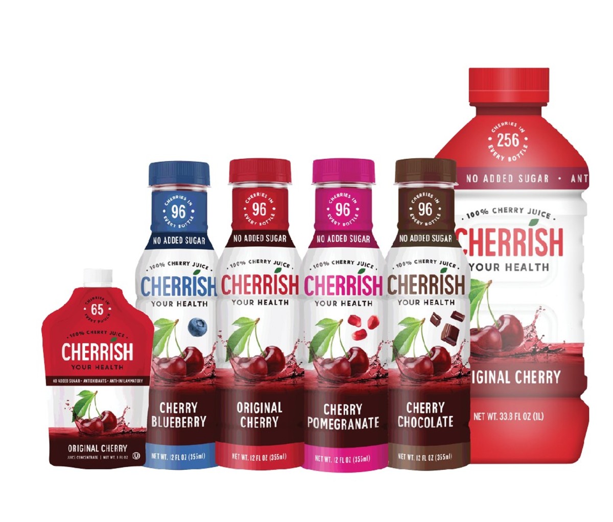 Lineup of Cherrish tart cherry juice products