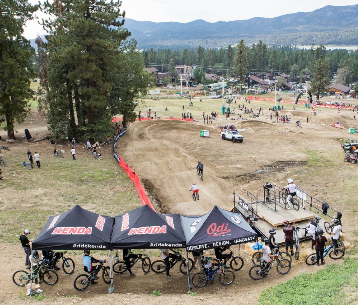 A view from above for the second annual Invitational Double Slalom Fjords, set off at Snow Summit Resort in Big Bear Lake, California.