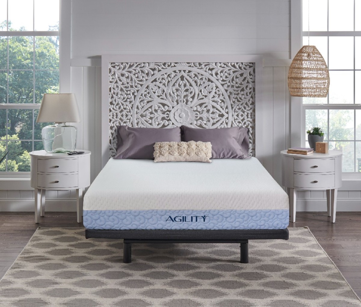 A picture of an Agility by Therapedic, Agility Hybrid Mattress in a bedroom.