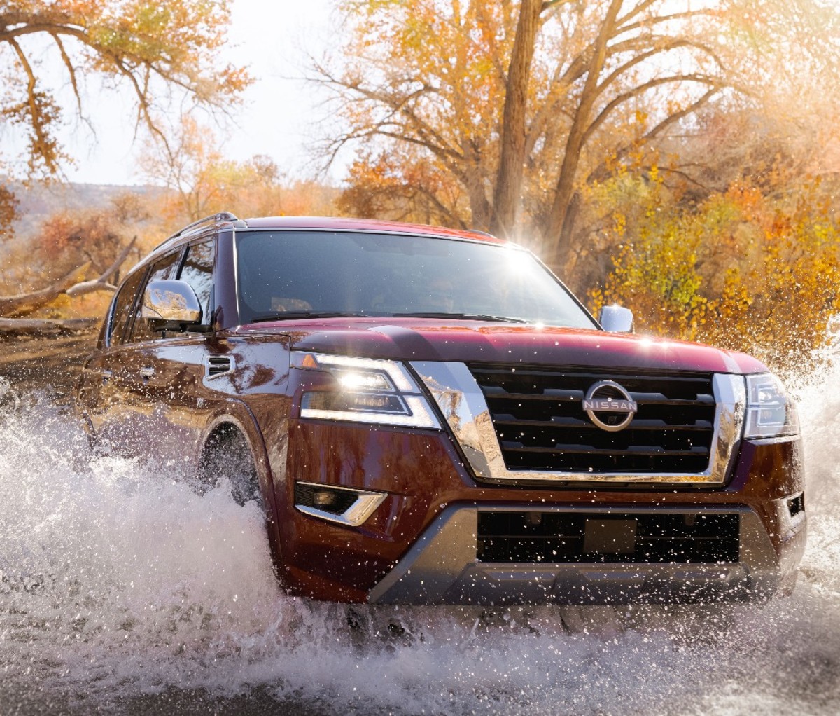 Nissan SUV driving through water