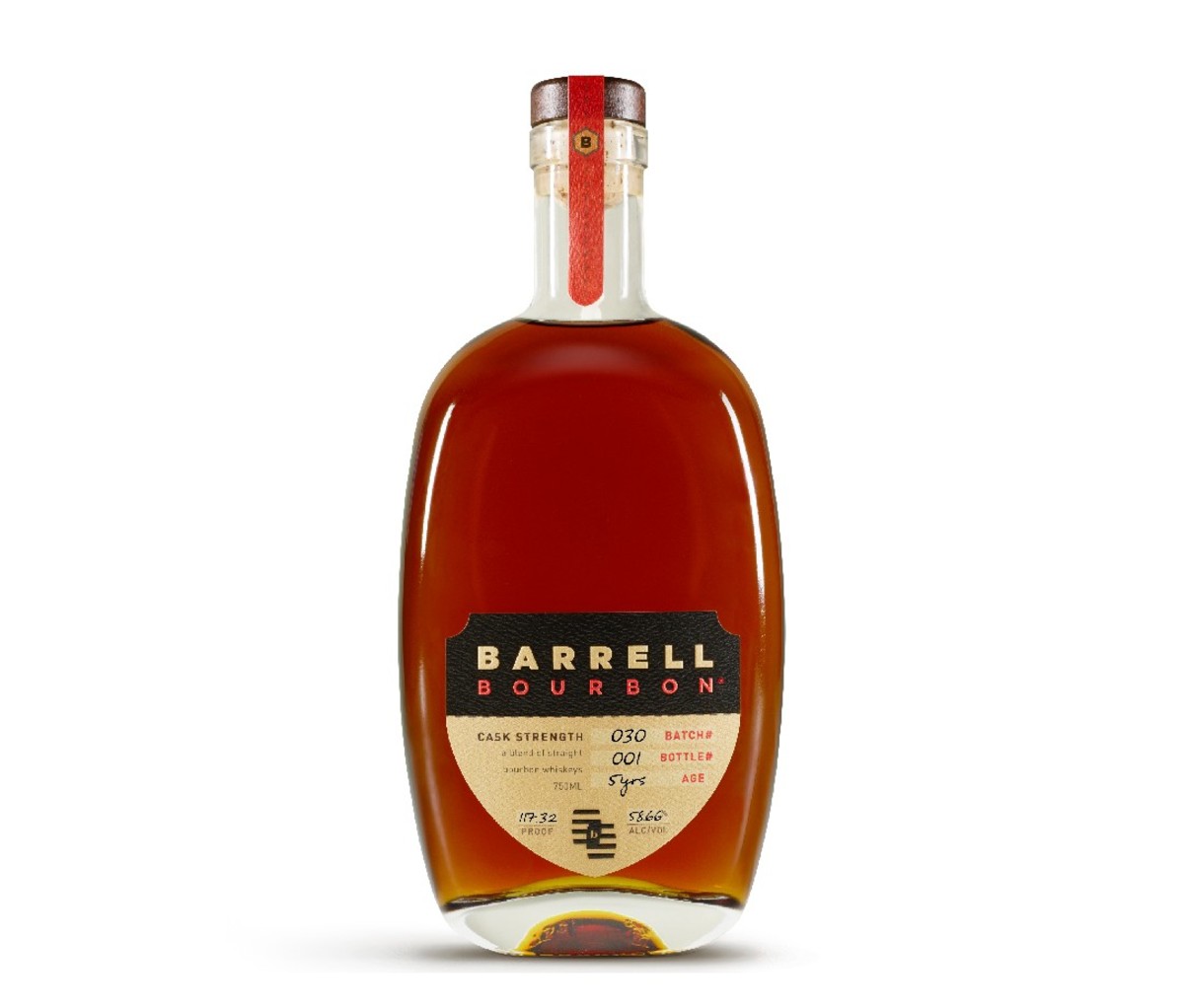 A bottle of Barrell Bourbon.
