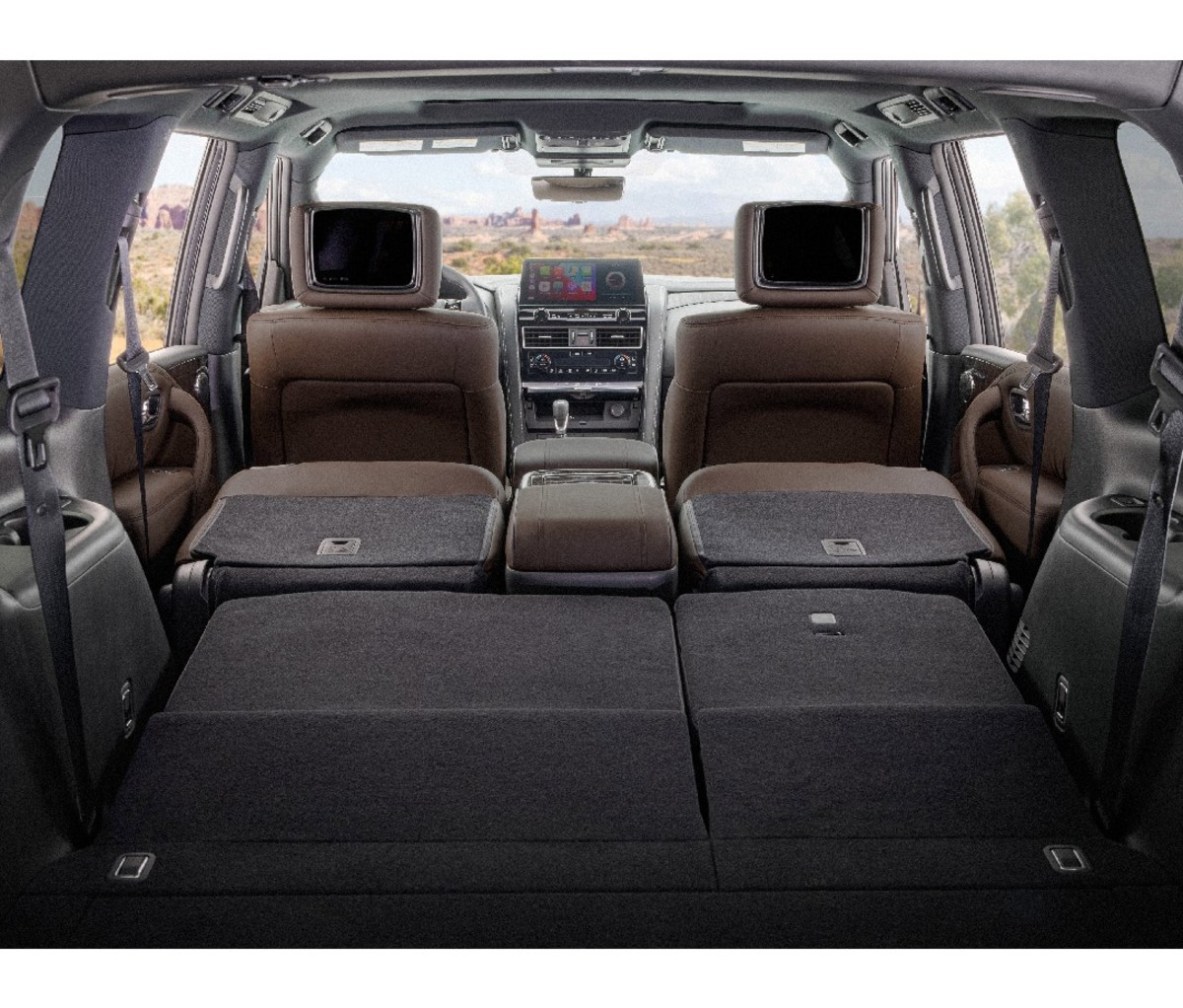 Interior of SUV with seats down