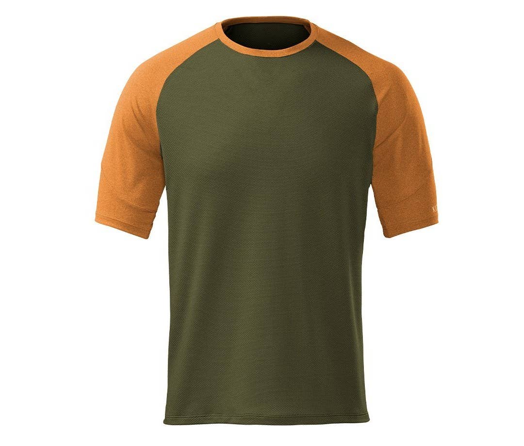 Photo of the Kitsbow Superflow Superflow Cooling T-Shirt in orange and green.