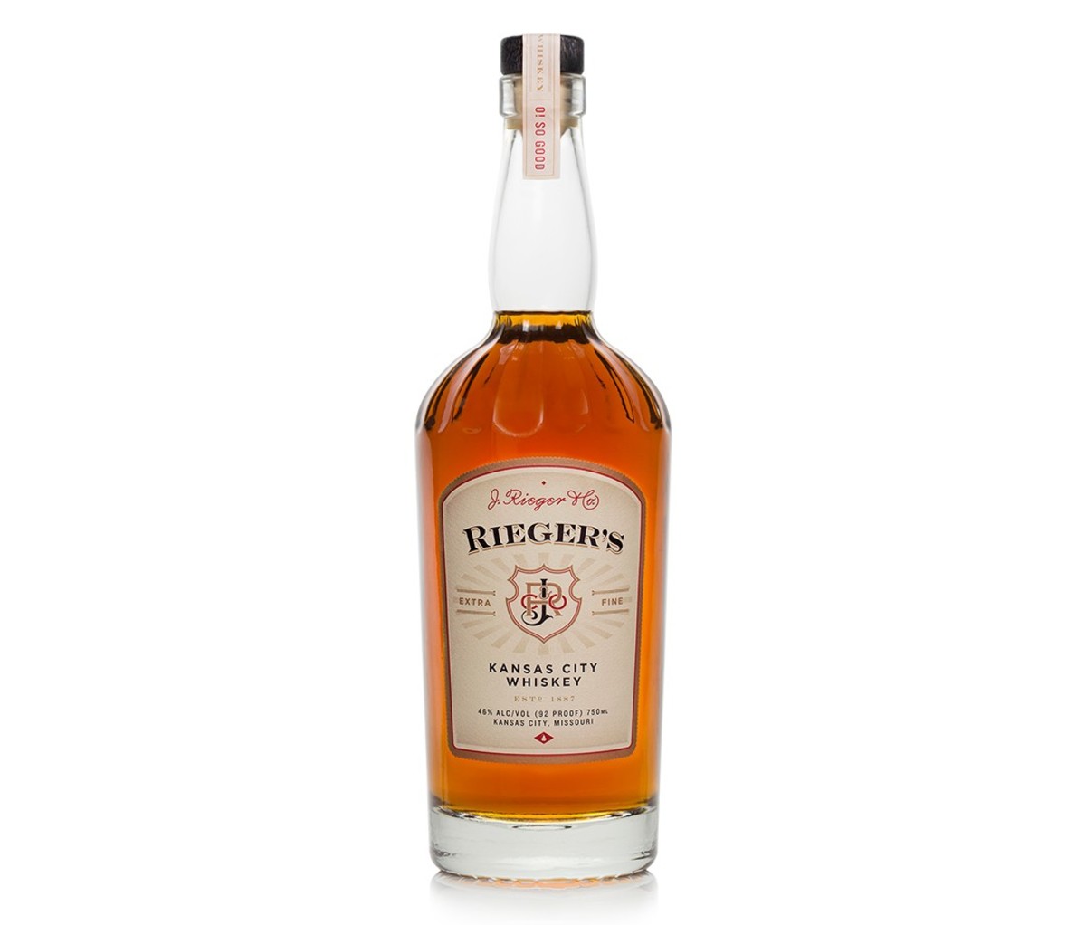 A bottle of Rieger’s Kansas City Whiskey