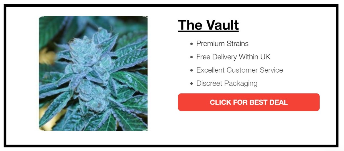An ad for The Vault Cannabis Seeds Store.