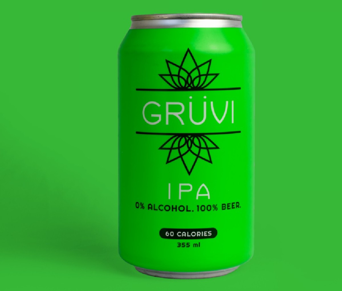 12 oz can of Gruvi non-alcoholic IPA