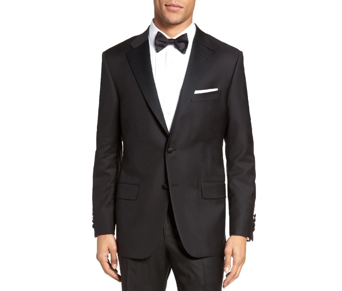 Hickey Freeman Men's Two-Piece Tasmanian Wool Tuxedo Suit with Satin Notch Lapel