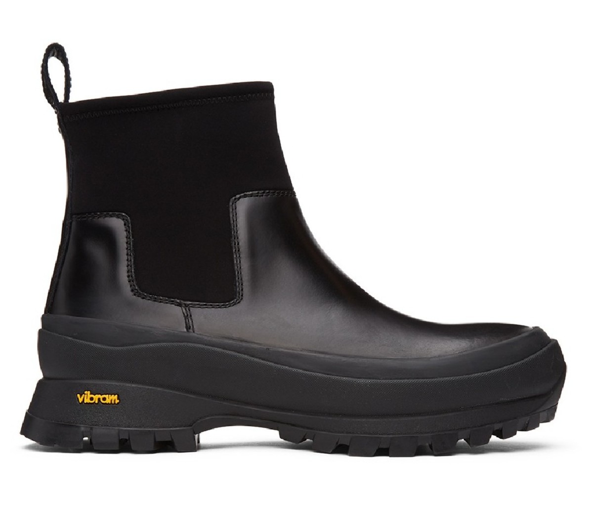 JIL SANDER Black Neoprene Rain Chelsea Boots