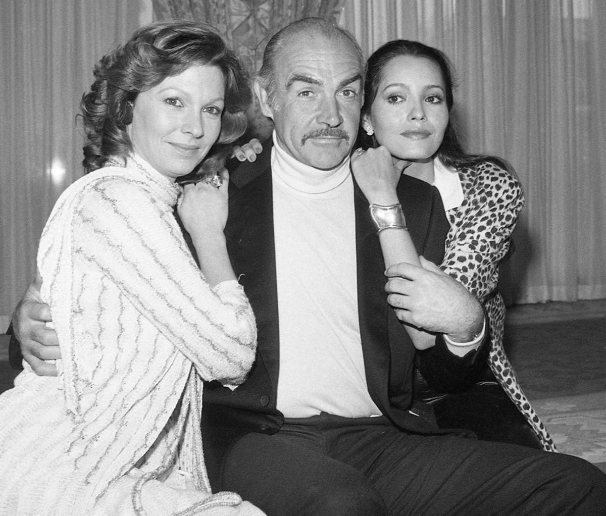 Sean Connery with 'Never Say Never Again' co-stars Barbara Carrera (right) and Pamela Salem