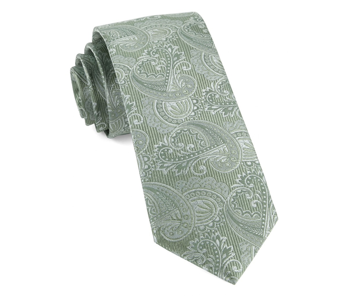 Twill Paisley Moss Green Tie