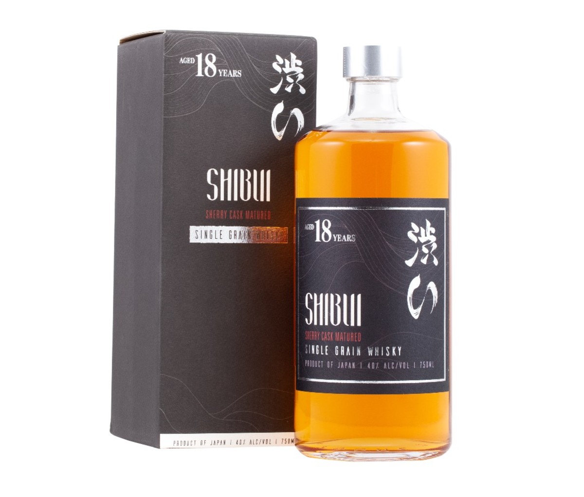 Bottle of Shibui 18-Year-Old Sherry Cask Single Grain Japanese whisky