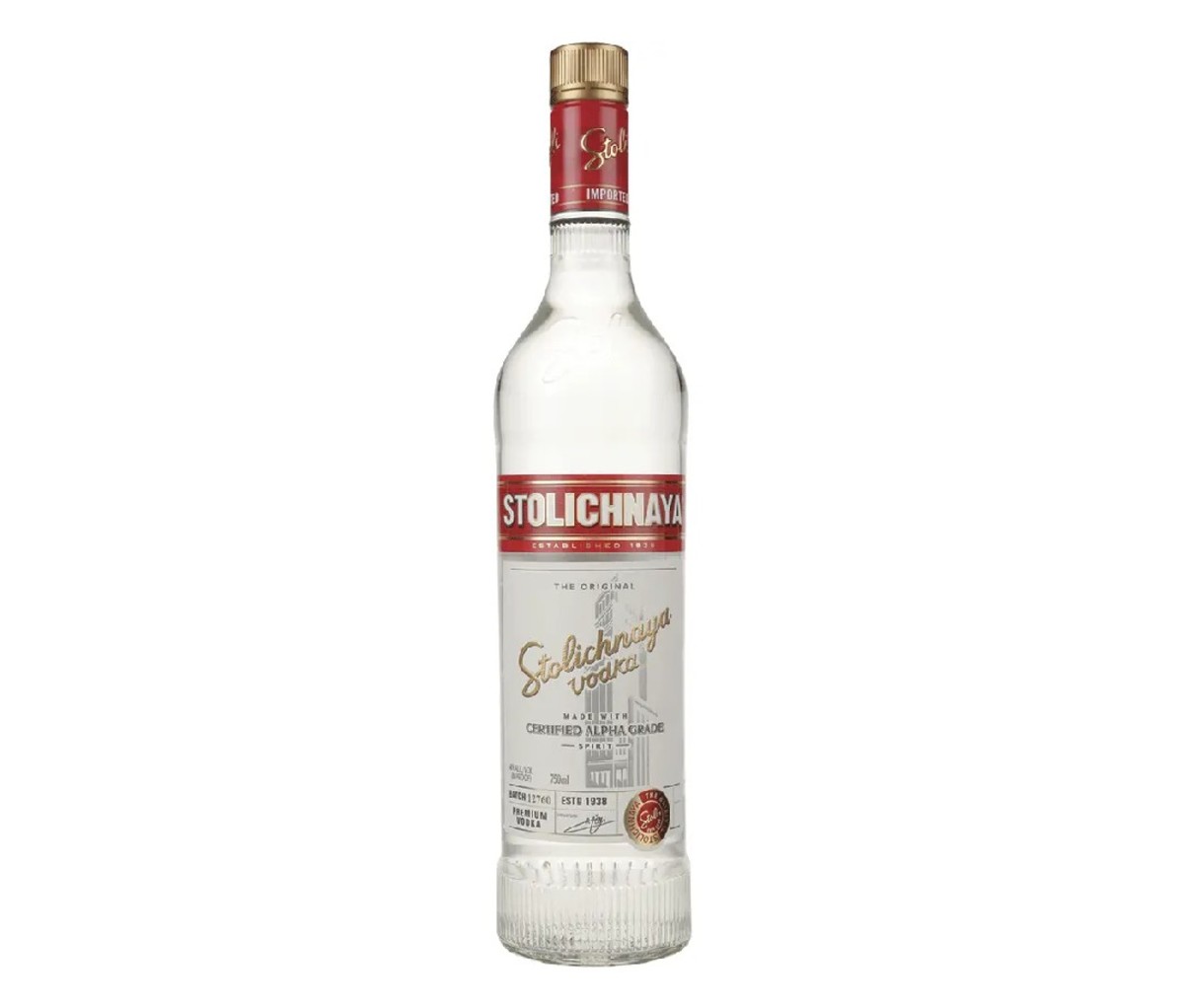 A bottle of Stolichnaya vodka