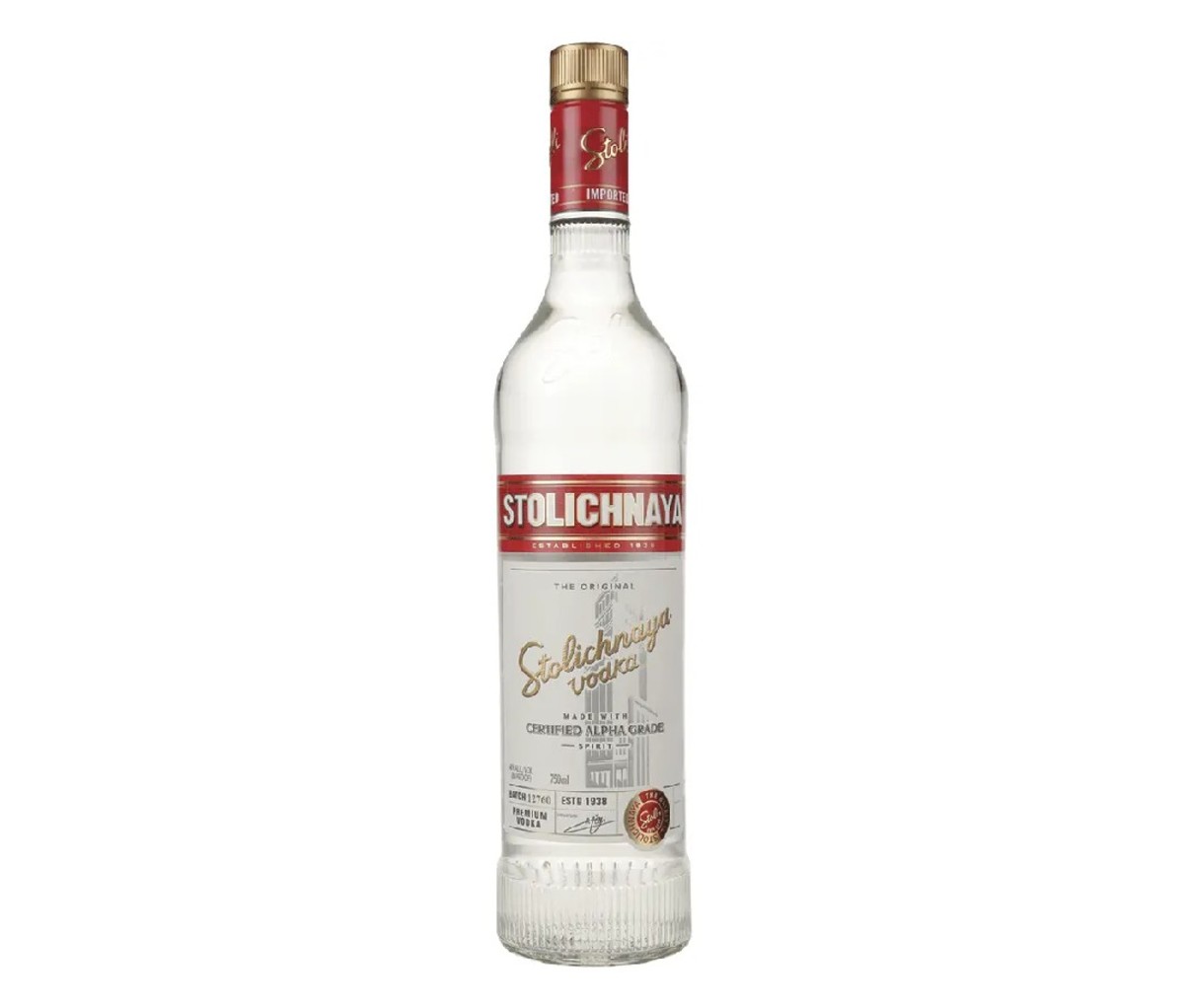 A bottle of Stolichnaya vodka