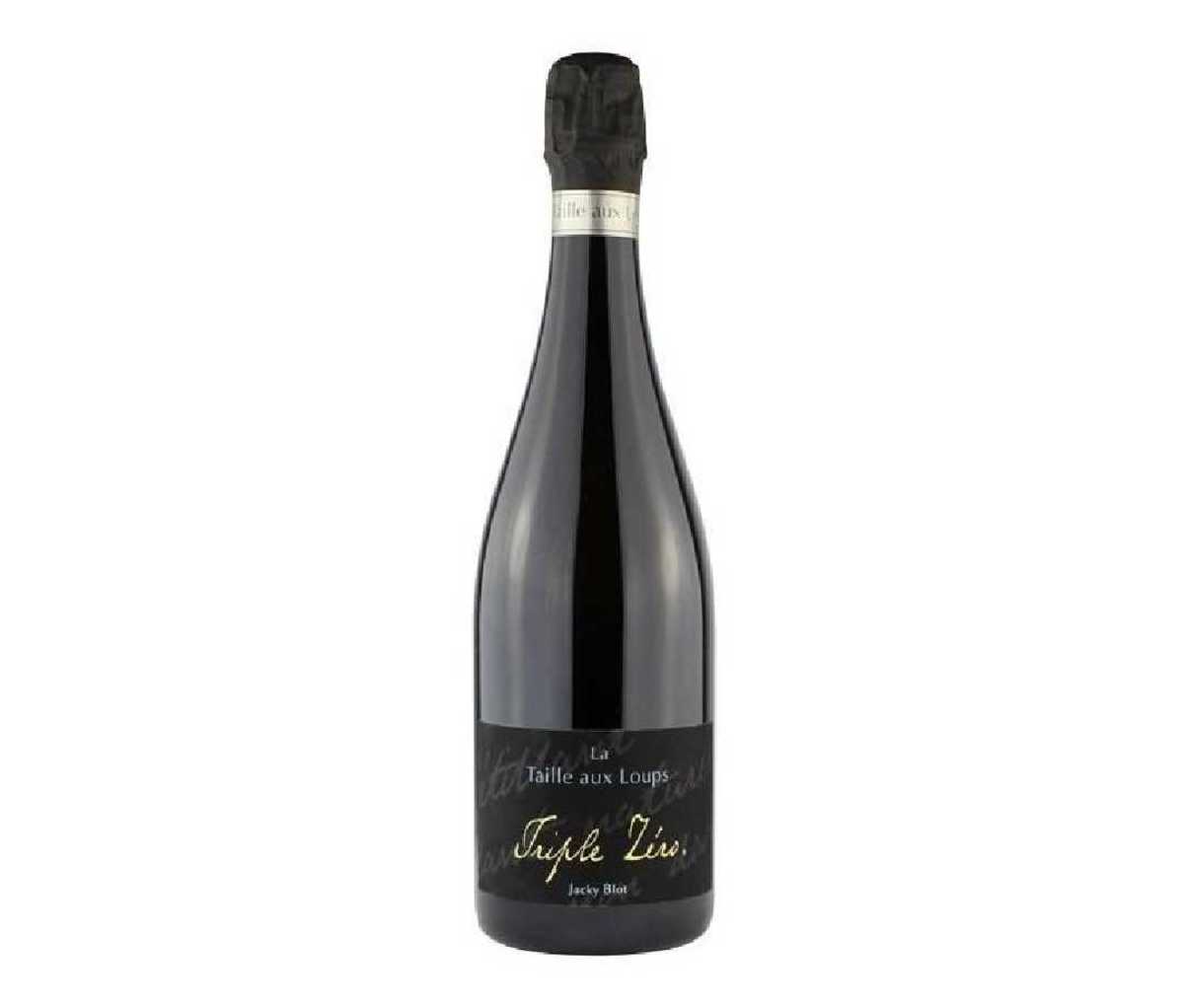 A bottle of Jacky Blot Domaine de la Taille Aux Loups "Triple Zero" Montlouis Pétillant Brut wine.