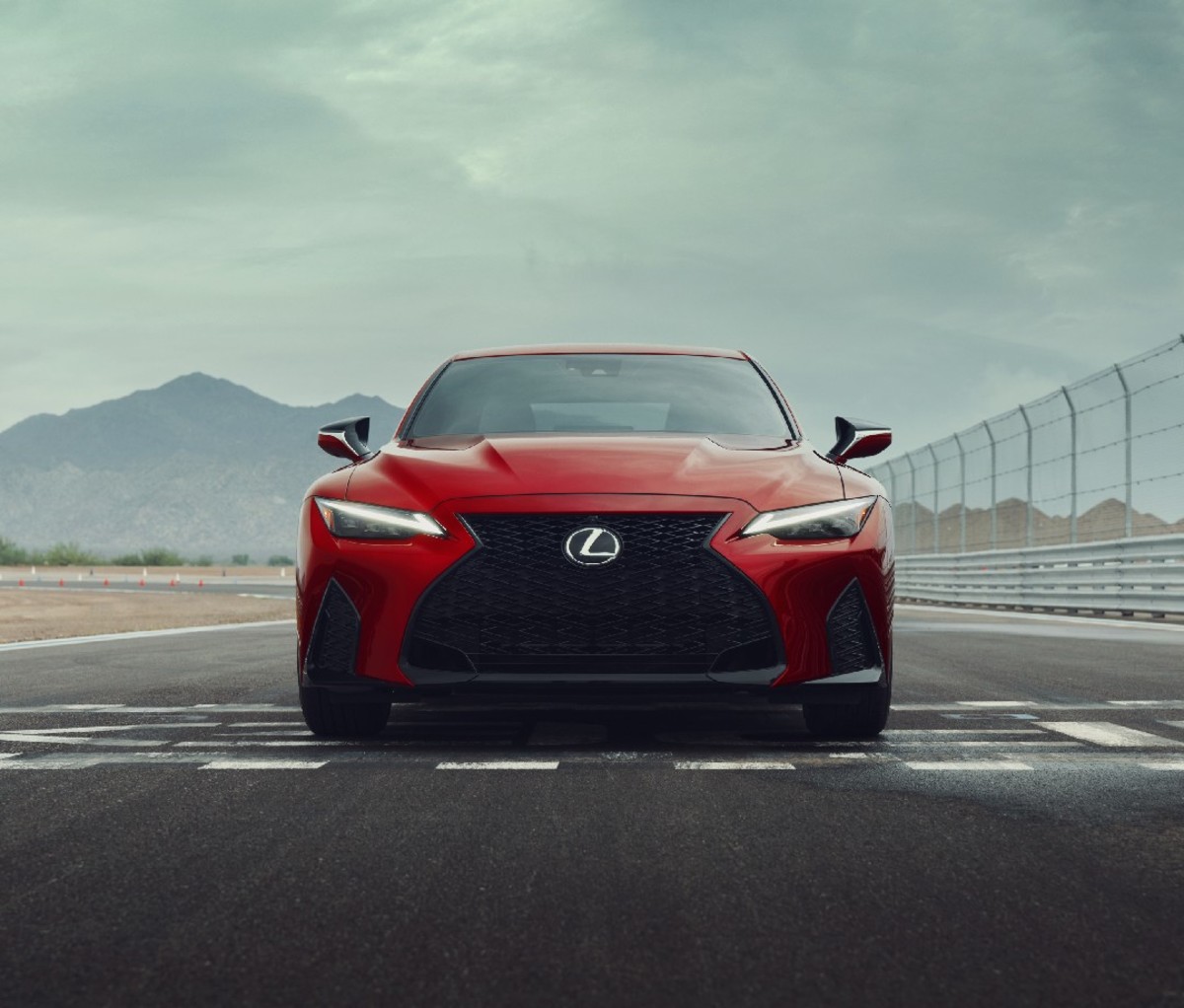 Front end grille of red sports car