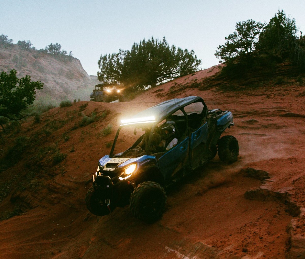 Nighttime riding in side-by-side vehicle