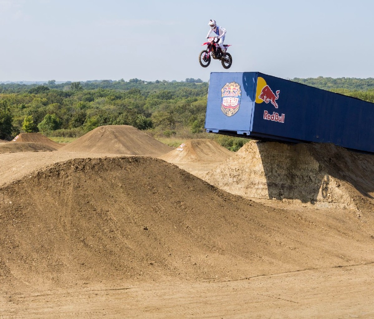 Motocross racer jumping