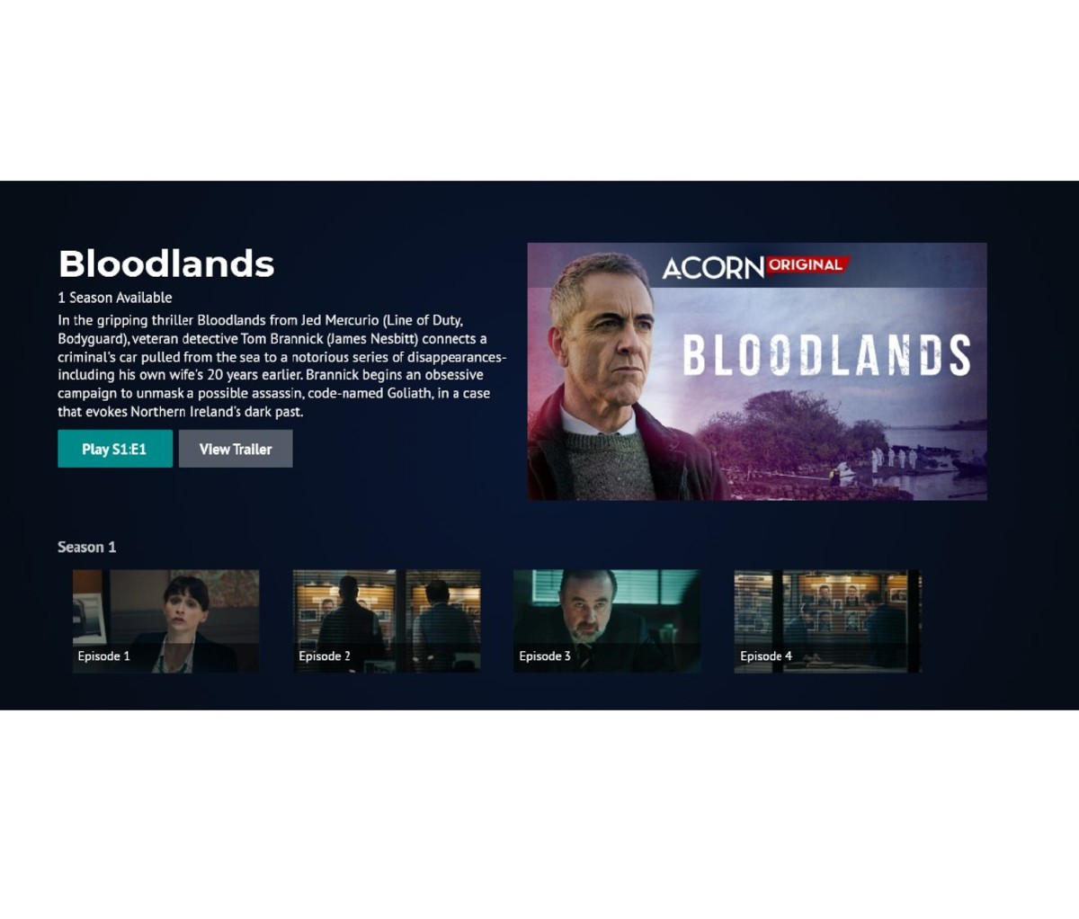 TV display of Acorn TV original series, Bloodlands