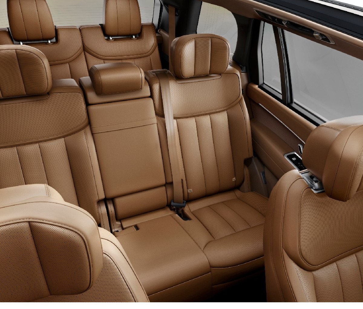 2022 Range Rover brown interior full shot with three rows