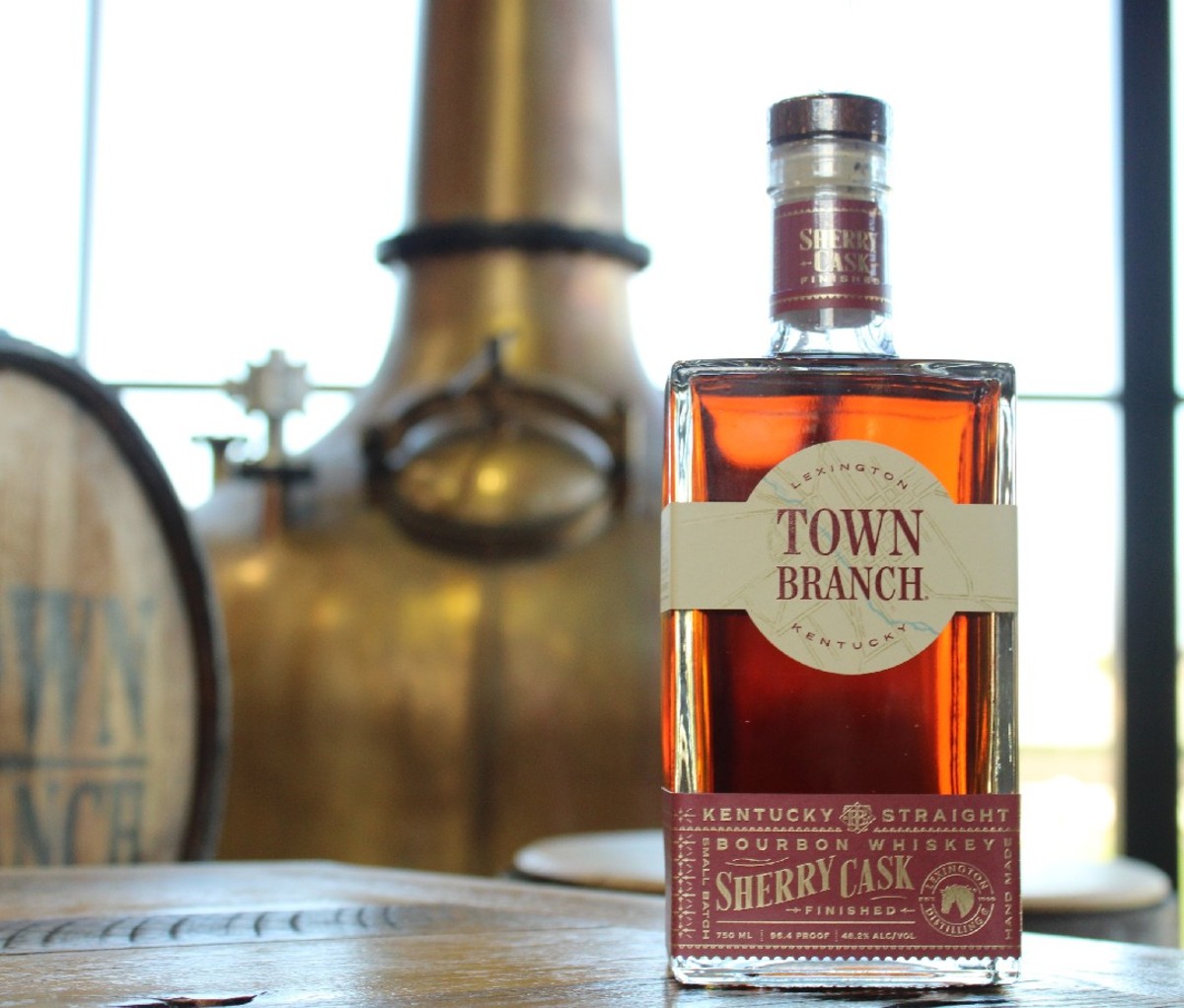 Bottle of Town Branch Sherry Cask-Finished Bourbon Whiskey on a table